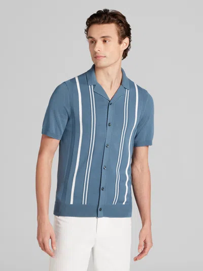 Awearness Kenneth Cole Short Sleeve Button Front Sweater In Blue