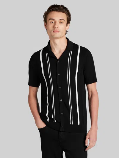 Awearness Kenneth Cole Short Sleeve Button Front Sweater In Black