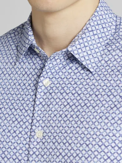 Awearness Kenneth Cole Slim Fit 4-way Stretch Button Up Shirt In Blue