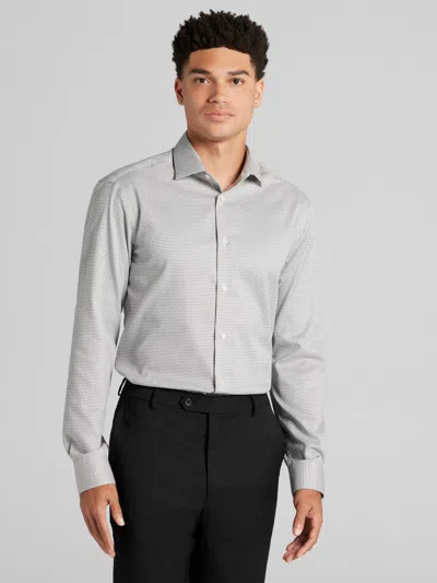 Awearness Kenneth Cole Slim Fit Check Dress Shirt Charcoal - Size: 15 1/2 34/35 In Gray