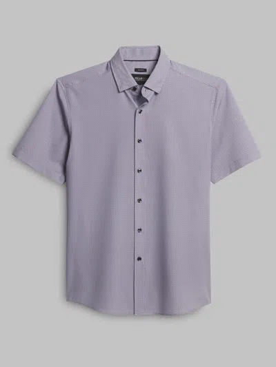 Awearness Kenneth Cole Slim Fit Short Sleeve 4-way Stretch Button Up Shirt In Purple