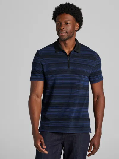 Awearness Kenneth Cole Big & Tall Men's Slim Fit Space Dye Stripe Polo In Blue