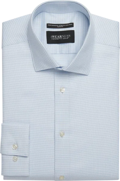 Awearness Kenneth Cole Slim Fit Ultra Performance Stretch Dobby Mini Check Dress Shirt In Blue