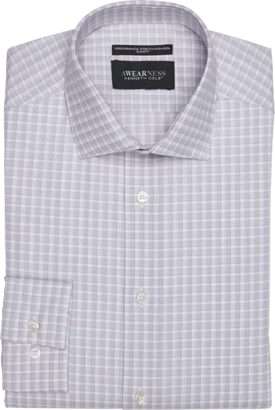 Awearness Kenneth Cole Slim Fit Ultra Performance Stretch Tonal Check Dress Shirt In Multi