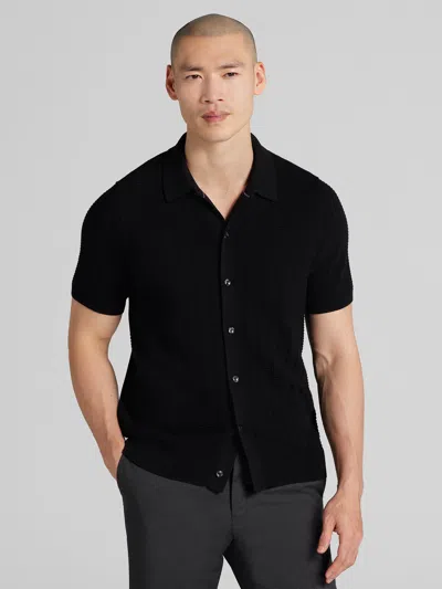 Awearness Kenneth Cole Textured Short Sleeve Shirt Sweater In Black