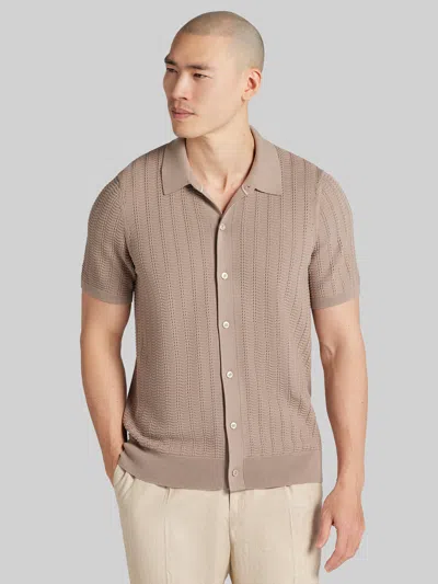Awearness Kenneth Cole Textured Short Sleeve Shirt Sweater In Brown