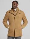 Awearness Kenneth Cole Wool Blend Car Coat With Bib Camel - Size: Xl In Brown