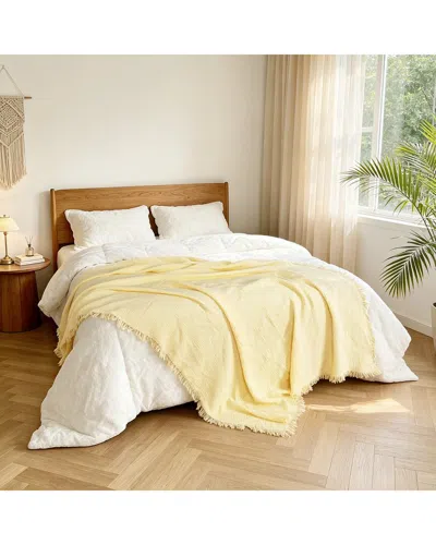Awesome Home 300 Thread Count Gauze Self-fringe Throw In Yellow
