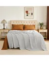 Awesome Home 300 Thread Count Waffle Large Grid Pattern Blanket In Gray