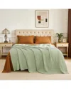 Awesome Home 300 Thread Count Waffle Large Grid Pattern Blanket In Green