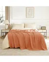 Awesome Home 300 Thread Count Waffle Large Grid Pattern Blanket In Orange
