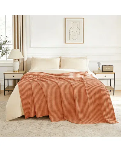 AWESOME HOME AWESOME HOME 300 THREAD COUNT WAFFLE LARGE GRID PATTERN BLANKET