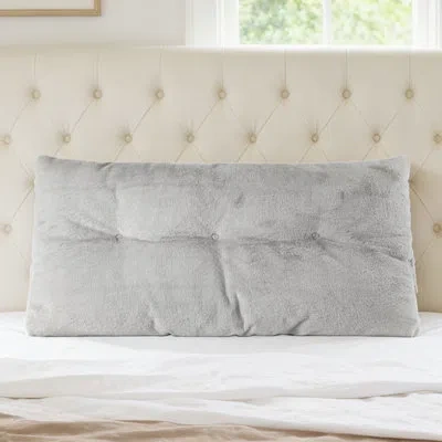 Awesome Home Comfortable Wedge Pillow Headboard With Side Pockets In Gray