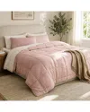 Awesome Home Linen Solid Comforter Set In Pink