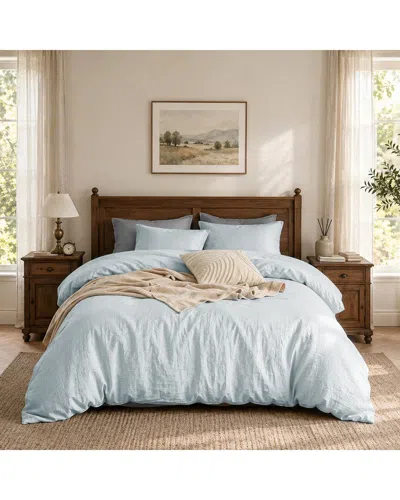 Awesome Home Linen Solid Duvet Set In Brown