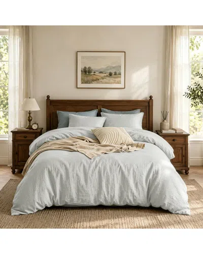 Awesome Home Linen Solid Duvet Set In Green
