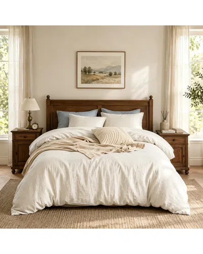 Awesome Home Linen Solid Duvet Set In Brown