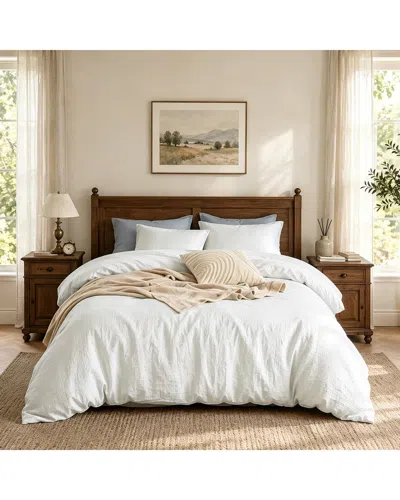 Awesome Home Linen Solid Duvet Set In White