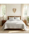 Awesome Home Linen Solid Stripe Quilt Set In Gray