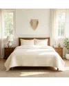 Awesome Home Linen Solid Stripe Quilt Set In Neutral