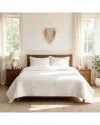 Awesome Home Linen Solid Stripe Quilt Set In White