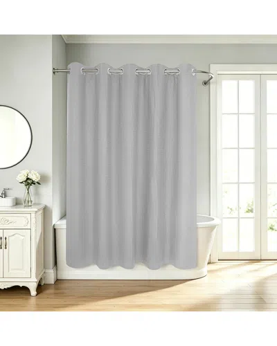 Awesome Home No Hook Honeycomb Waffle Woven Shower Curtain With Liner In White