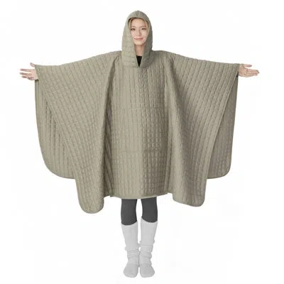 Awesome Home Snuggler Quilted Jersey Wearable Hooded Blanket In Beige