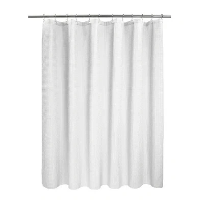 Awesome Home Spa Cotton Blend Waffle Shower Curtain In White