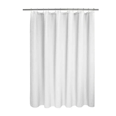 Awesome Home Spa Cotton Blend Waffle Shower Curtain In White