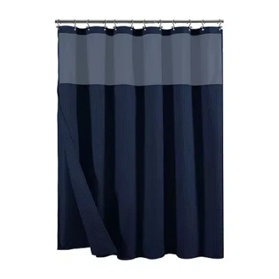 Awesome Home Waffle With Snap In Liner Shower Curtain In Blue
