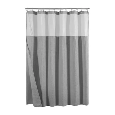 Awesome Home Waffle With Snap In Liner Shower Curtain In Gray