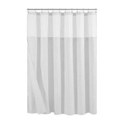 Awesome Home Waffle With Snap In Liner Shower Curtain In White