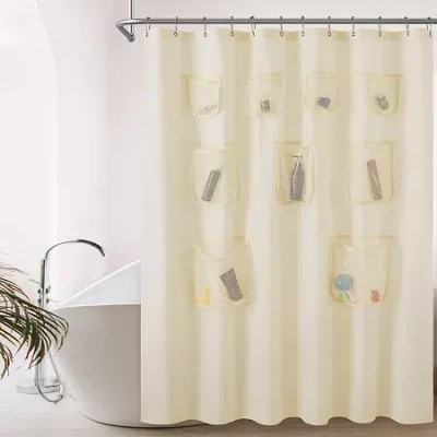 Awesome Home With Mesh Pockets Shower Curtain In Sand