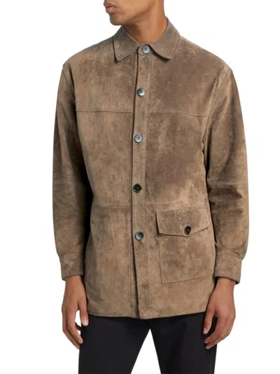 Awet Men's Yoel Distressed Suede Jacket In Brown