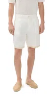 Awet Nazret Pleated Linen Shorts 9 White In White