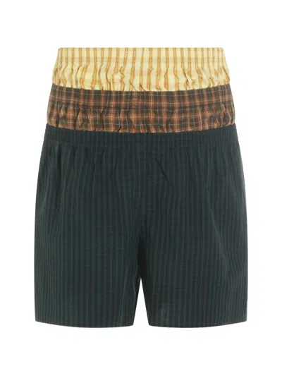 Awge Layered Check Shorts In Green