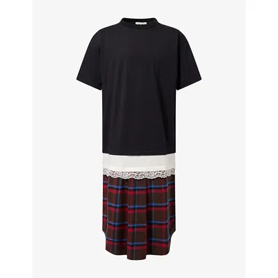 Awge Mens Stacked Long Cotton-jersey T-shirt Black In Animal Print
