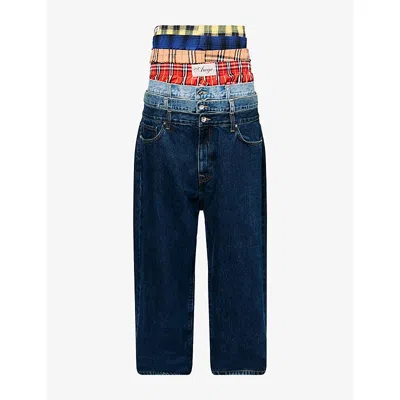 Awge Mens Stacked Straight-leg Denim Jeans Multi Xl