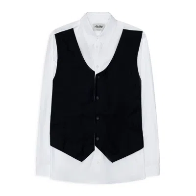 Awge Overshirt With Vest Blue Pinstripe In Black