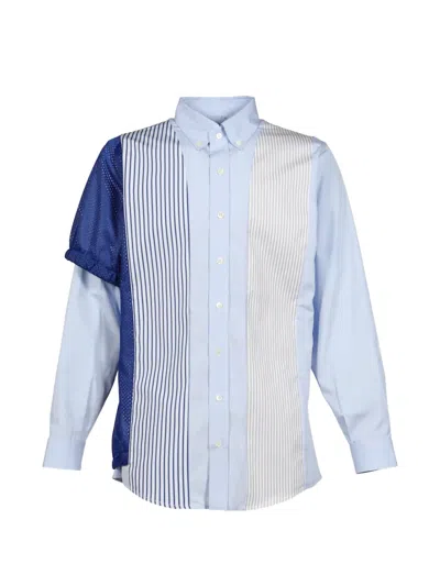 Awge Patchwork Striped Shirt In Yellow