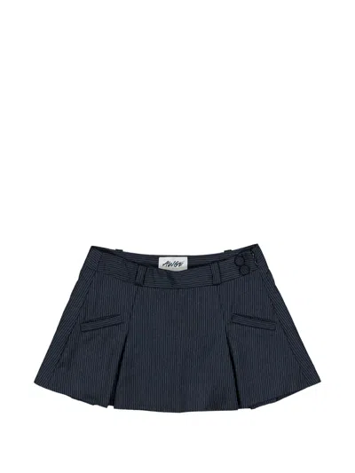 Awge Pinstripe-pattern Pleated Mini Skirt In Blue