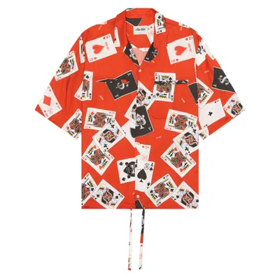 Awge Playing Card Print Short Sleeve Shirt Red In 48