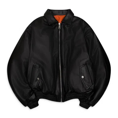 Awge Reversible Leather Bomber Black/orange