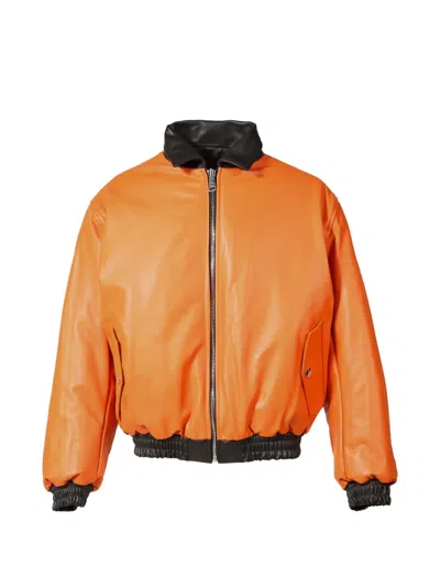 Awge Wendbare Leder-bomberjacke In Orange