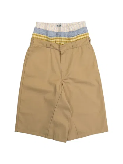 Awge Stacked-waistband Bermuda Shorts In Neutral