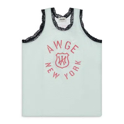Awge Waffle Tank Red Print In White