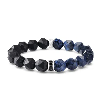 Awnl Men's Blue / Black Poseidon Onyx & Dumortierite Beaded Bracelet In Metallic