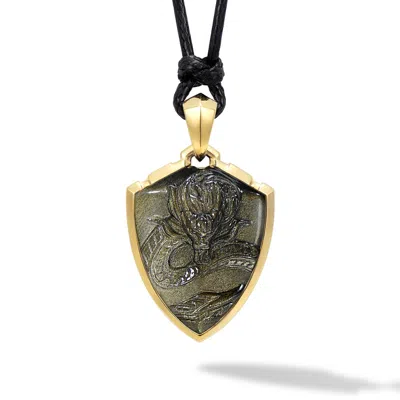 Awnl Men's Gold / Black Golden Obsidian Dragon Necklace In Multi