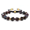 Awnl Men's Gold / Red Red Tiger Iron Beaded Macrame Bracelet In Multi