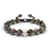 Awnl Men's Green Dragon Blood Jasper Skull Macrame Bracelet In Green